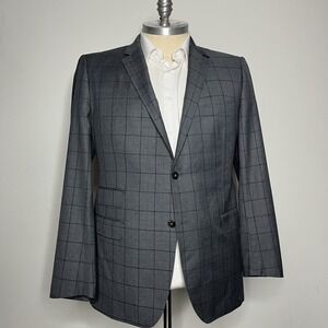 Custom‎ Tailored | Bespoke Men's 40R Gray Wool Sport Coat Blazer Check